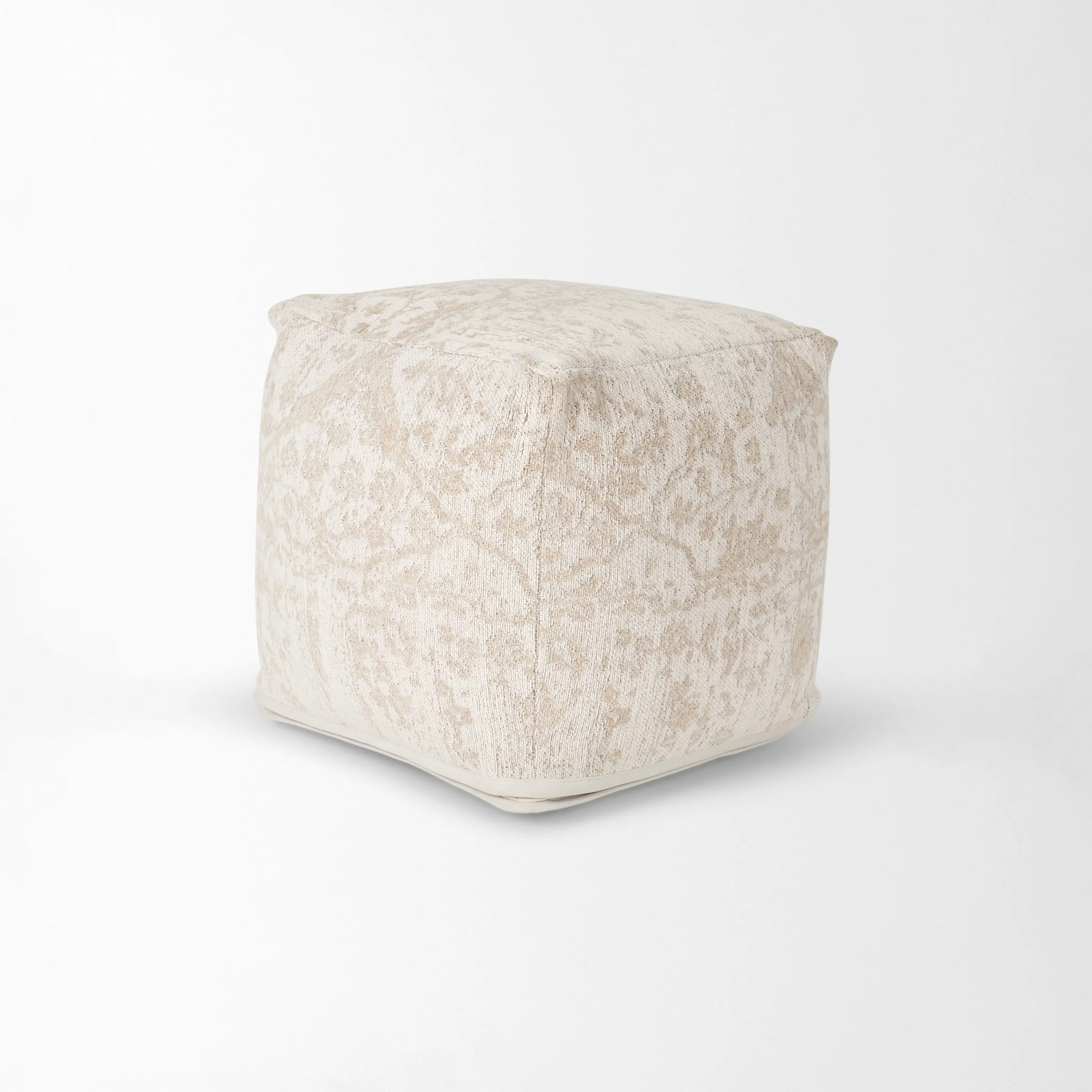 Jacquard Sophie Pouf in Cream