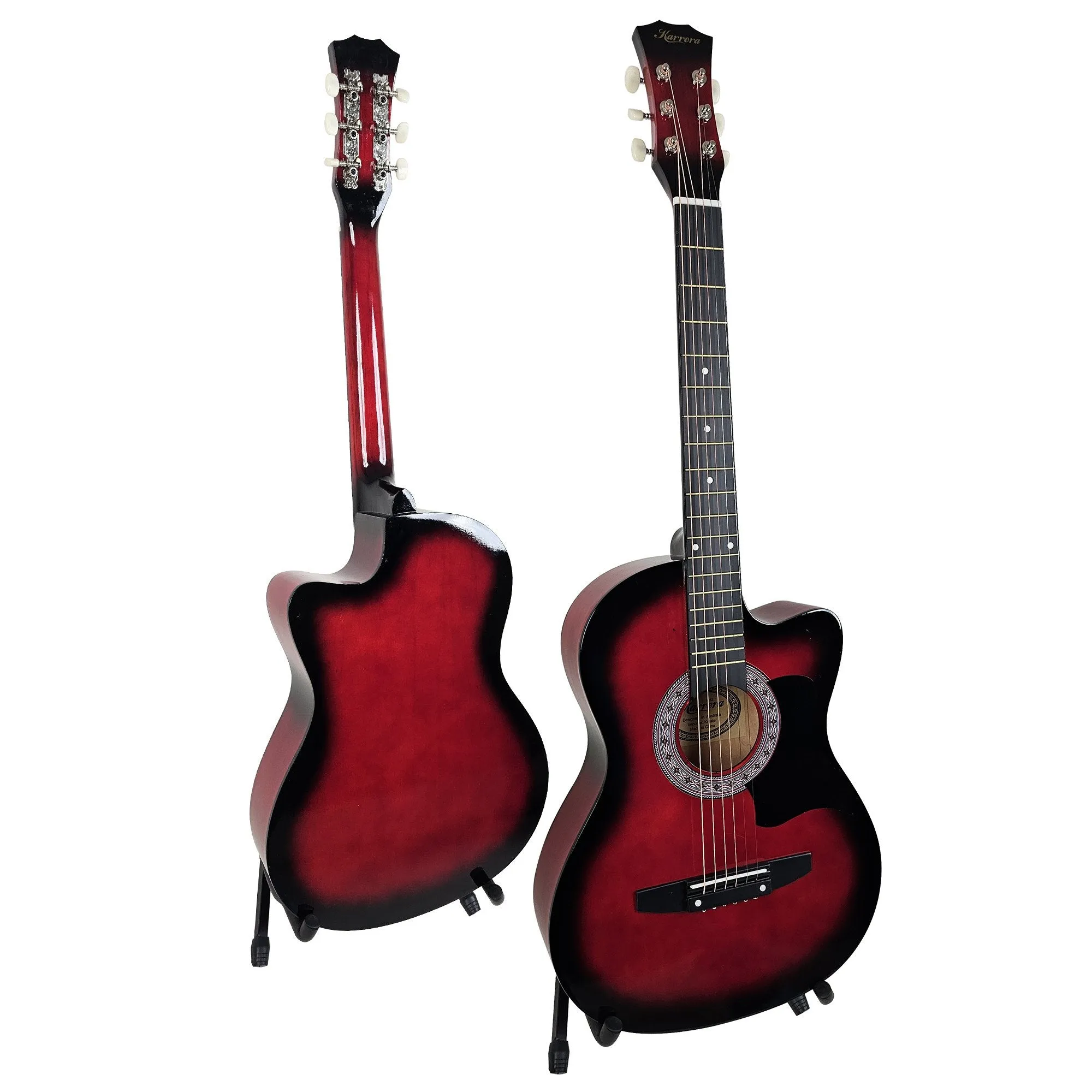 Karrera 38" Pro Cutaway Acoustic Guitar with Carry Bag (Red Burst)