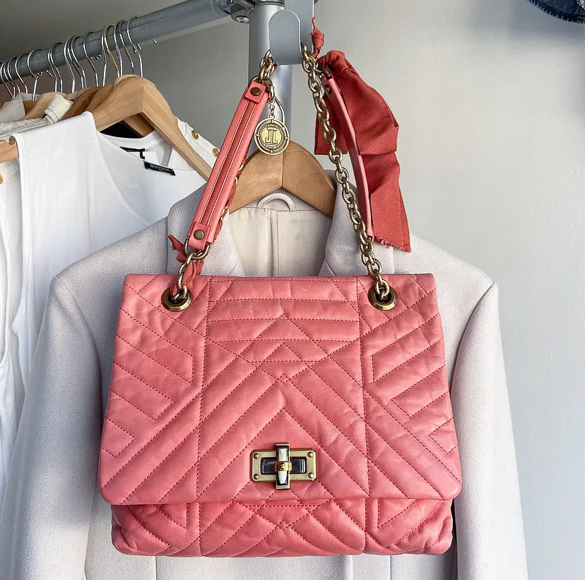 Lanvin Pink Quilted Leather Happy Bag