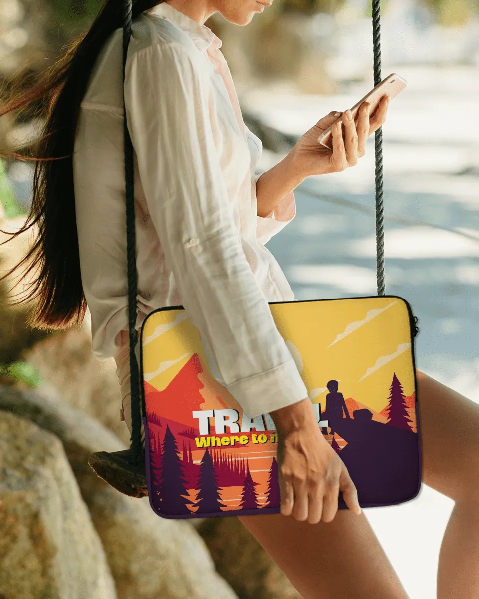 Laptop Sleeves with Tagline "Travel Where Next ?"