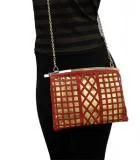 Laser Cut Faux Leather Fashion Clutch Bag Red