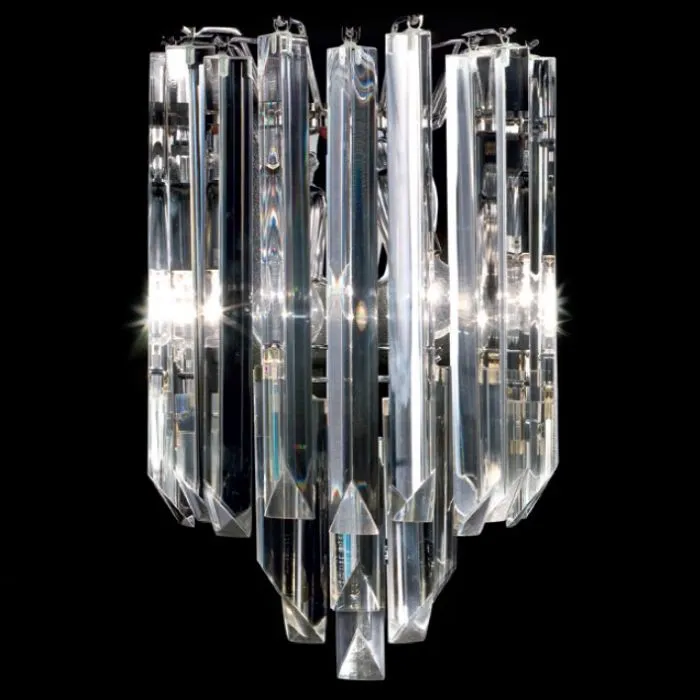 Lead Crystal Prism Wall Lamp With Clear & Coloured Murano Option