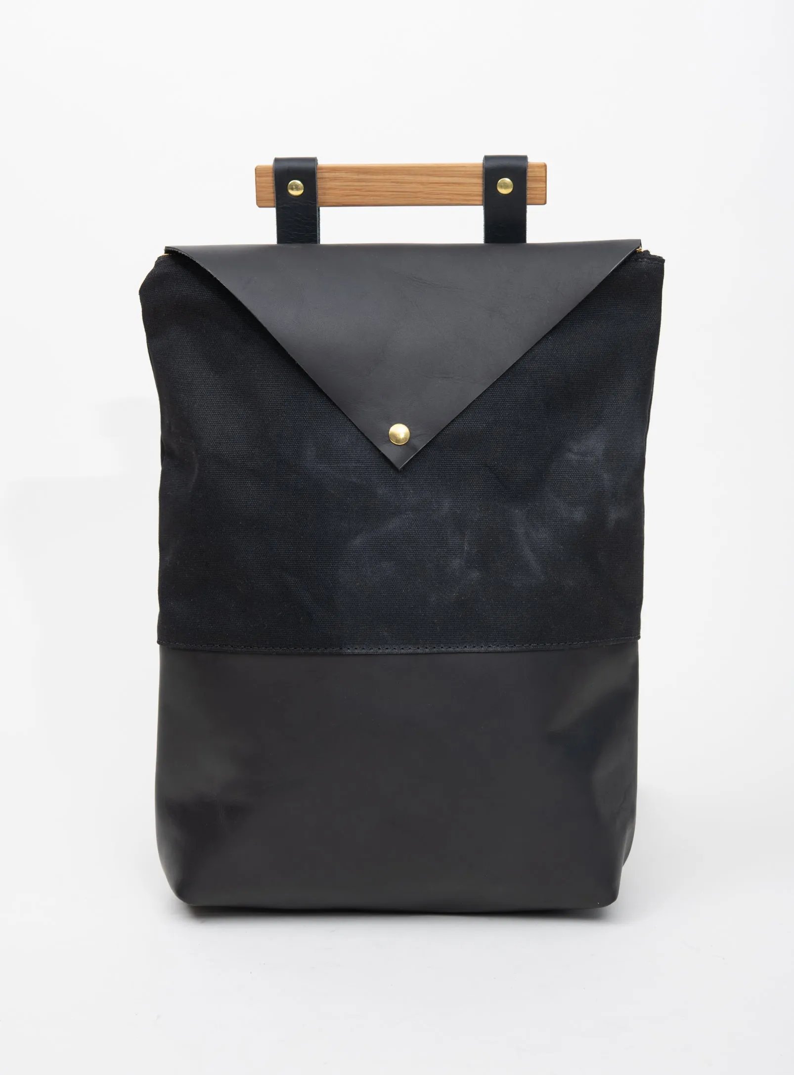 Leather and waxed coton backpack FULLUM model