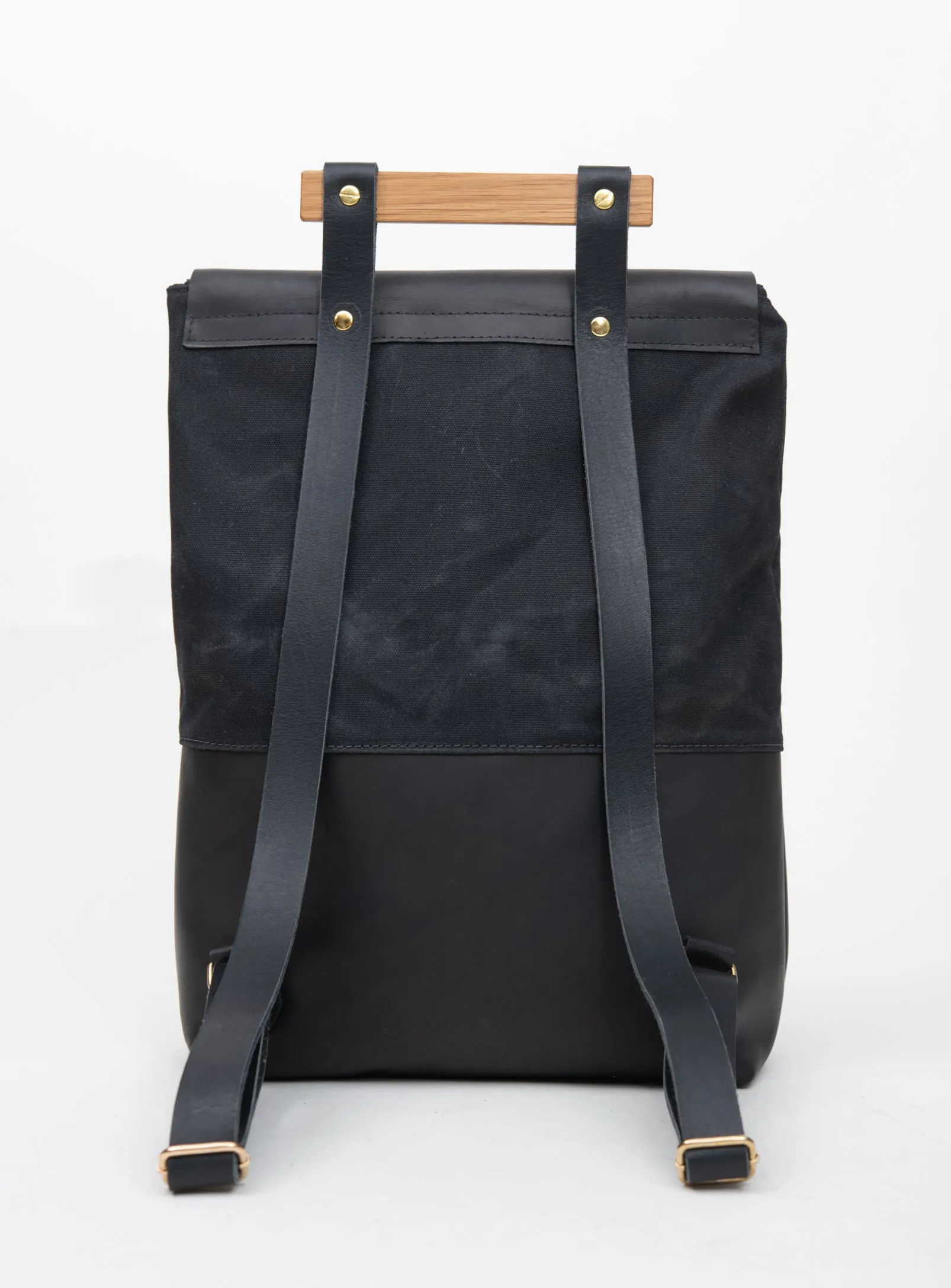 Leather and waxed coton backpack FULLUM model