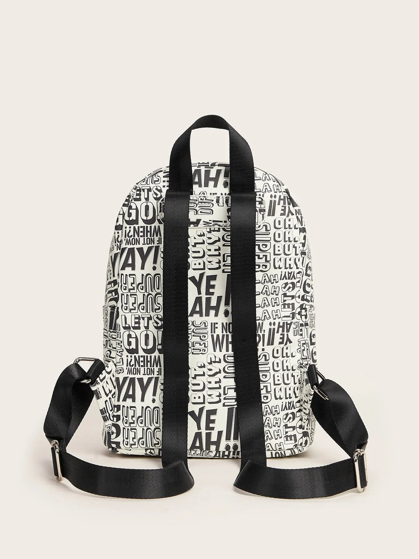 Letter Graphic Pocket Front Backpack