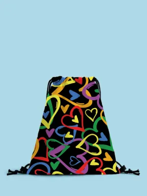 LGBT Letter & Heart Graphic Drawstring Backpack