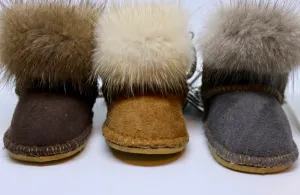 Limited Edition Miniature Sheepskin and Real Fur Hand Stitched Ugg Boot Style Key Ring in 3 colours