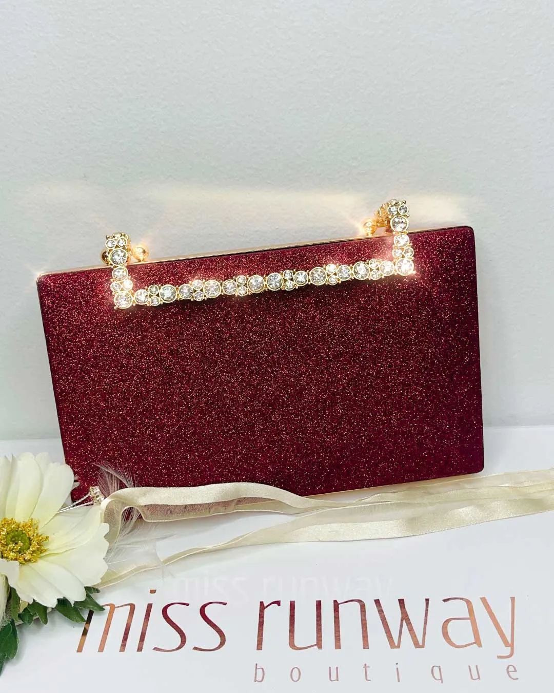 Mandy Glitter Clutch - Red