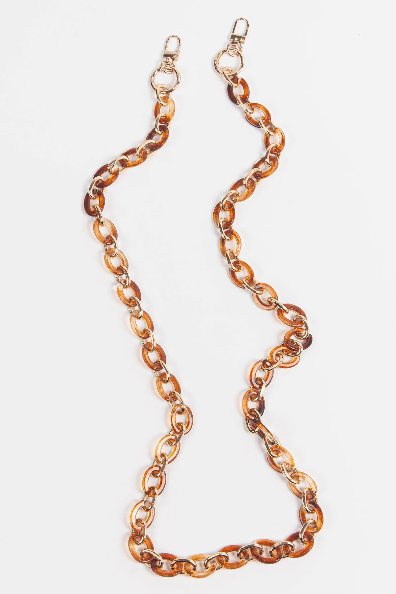 Marbled Oval Link Acrylic Bag Strap Brown