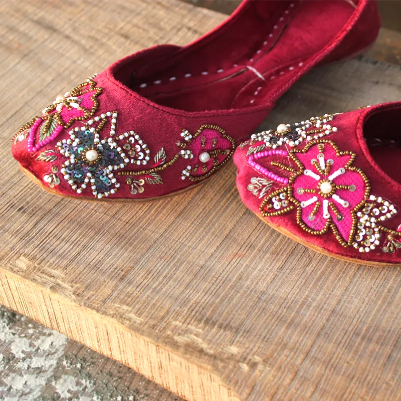 Maroon Fancy Khussa For Women