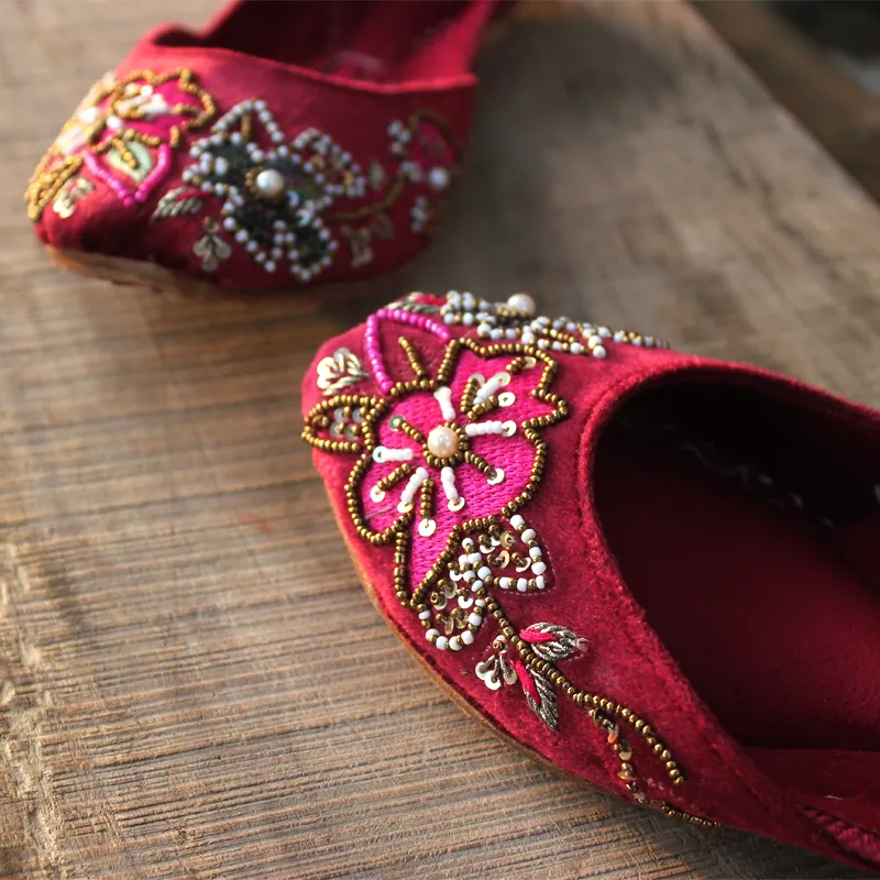 Maroon Fancy Khussa For Women