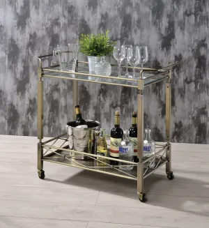 Matiesen Antique Gold & Clear Glass Serving Cart