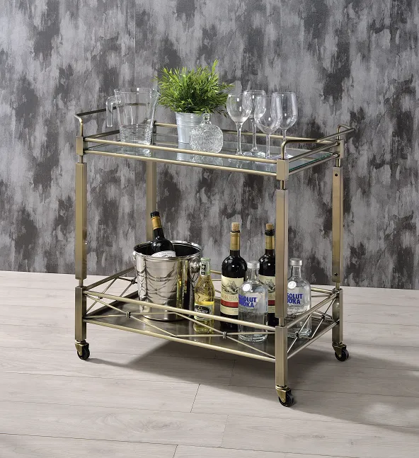 Matiesen Antique Gold & Clear Glass Serving Cart