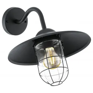 Melgoa Black and Glass Modern Outdoor Coach Light