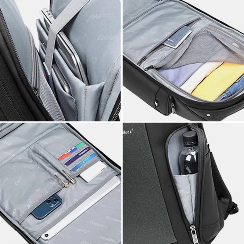 Men Large-capacity Multiple Compartments Hard Shell Backpack Business Multifunction Waterproof 15.6 inch Computer Bag