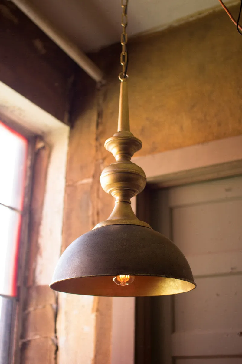 Metal Pendant Light With Antique Gold Finish