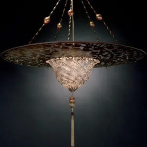 Metre-Wide Fortuny Style Murano Glass Pendant Light In 7 Colours