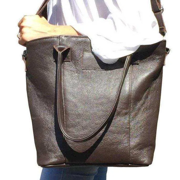 Mirelle Large Genuine Leather Laptop Tote Handbag