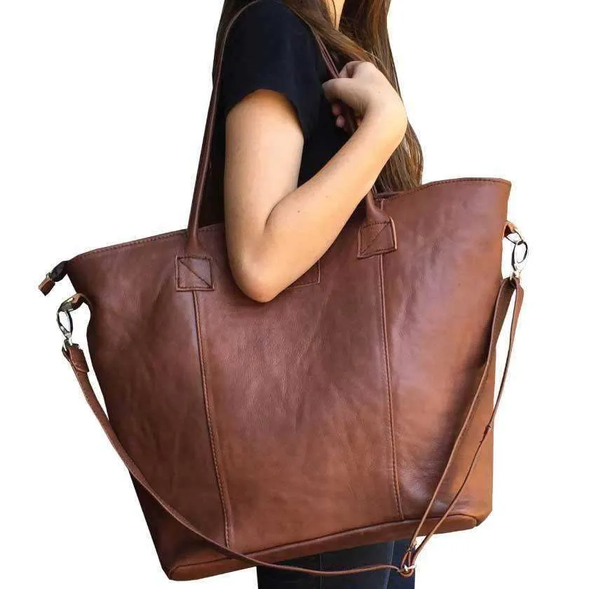 Mirelle Large Genuine Leather Laptop Tote Handbag