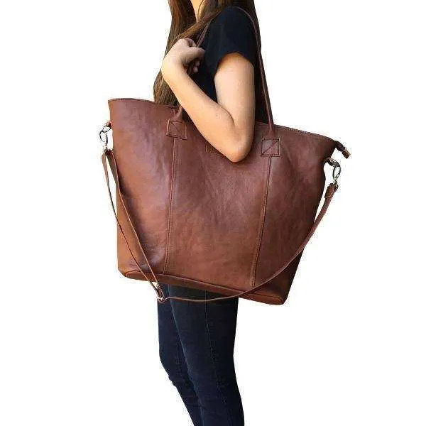 Mirelle Large Genuine Leather Laptop Tote Handbag