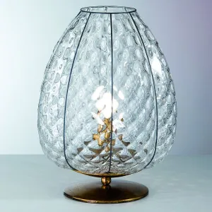 Murano Baloton Glass Table Light With Gold Leaf Base