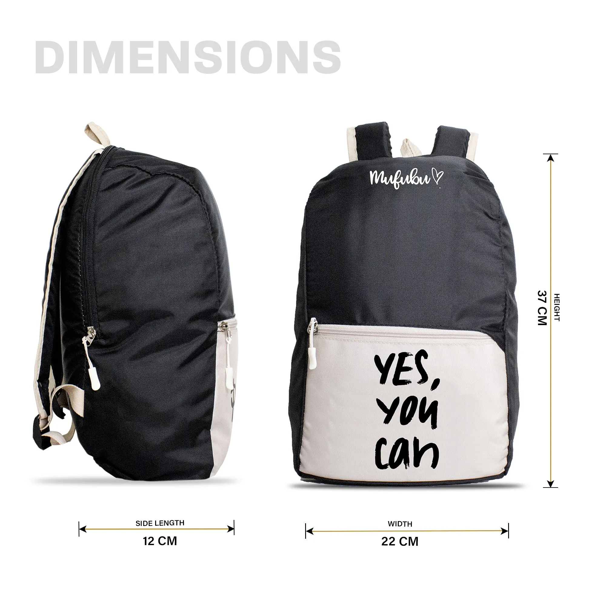 Nano Backpack 15 Ltr Yes You Can Black   Beige