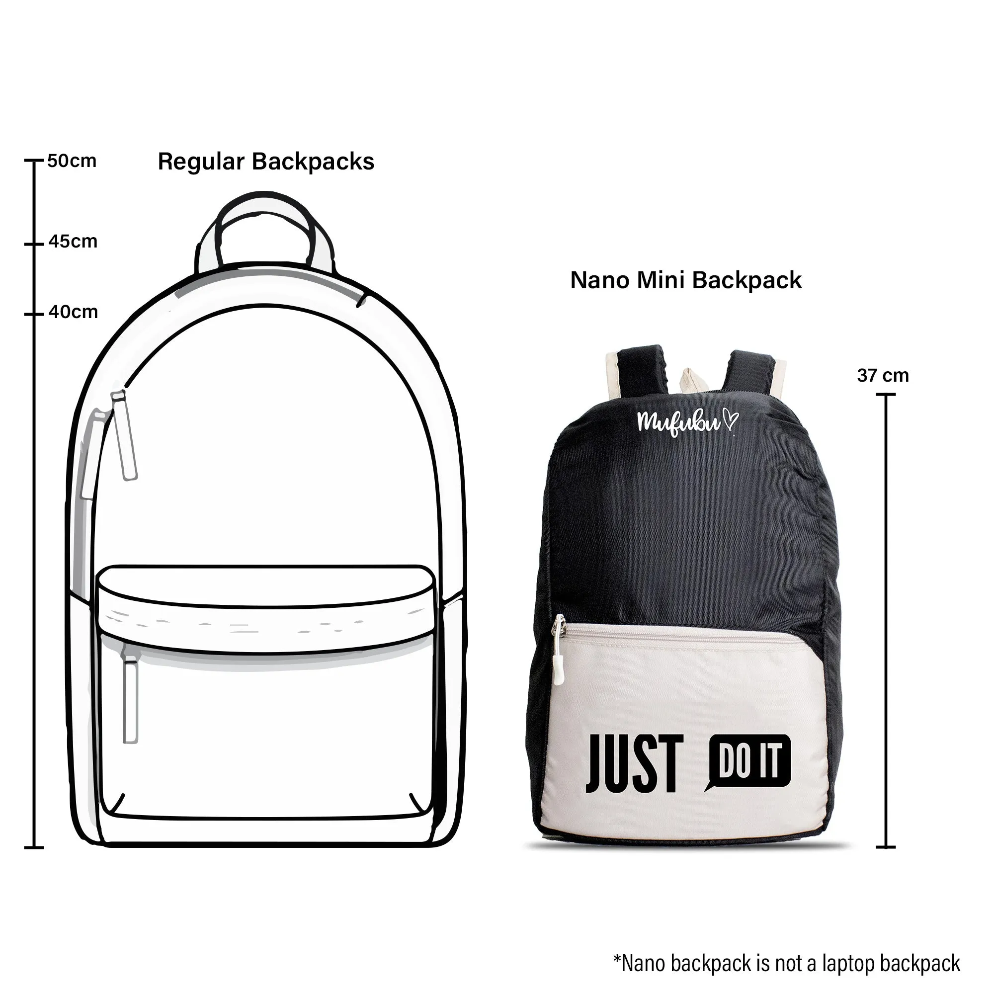 Nano Backpack 15 Ltr Yes You Can Black   Beige