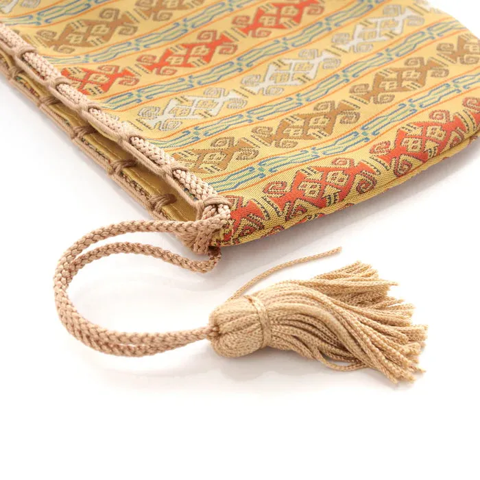 Nishijin-ori Small Drawstring Bag - Monkey -,  Made in Kyoto, Japan,  Japanese traditional craft purse