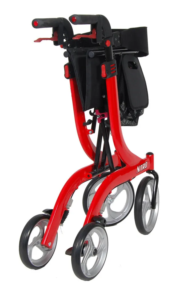 Nitro Euro Style Rollator Rolling Walker, Red