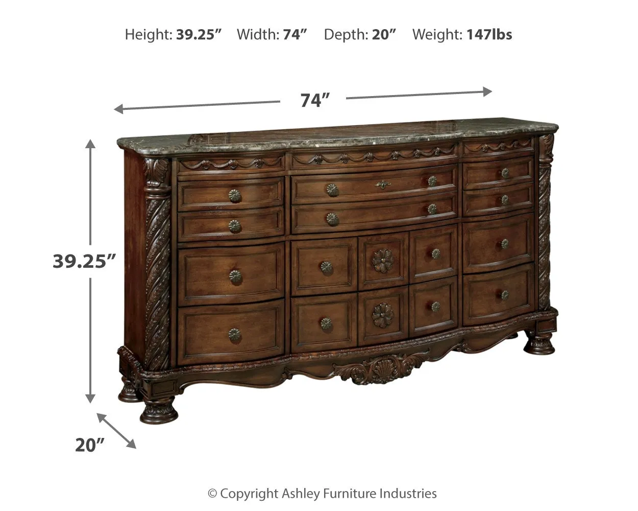 North Shore King Panel Bed with Dresser