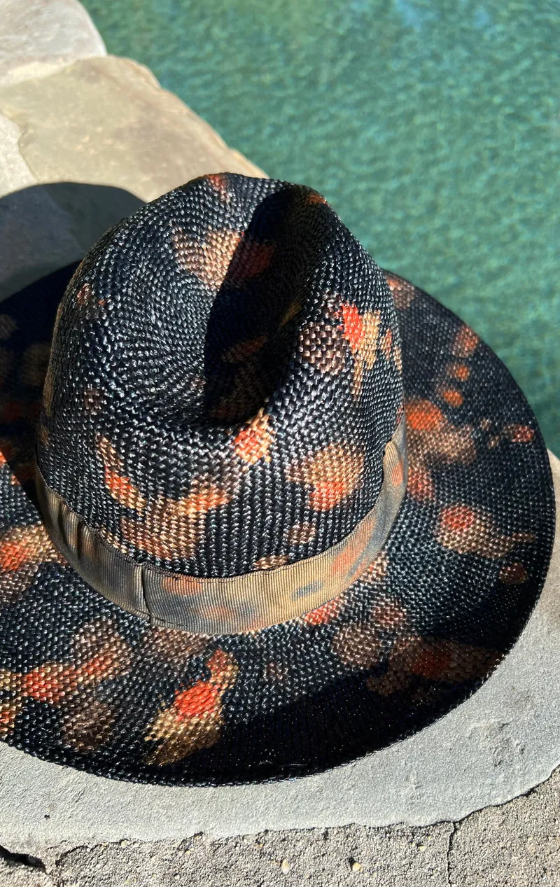 Orange speckled Hat with ribbon