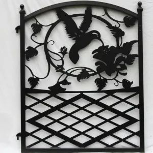 Ornamental Hummingbird Iron Garden Gate