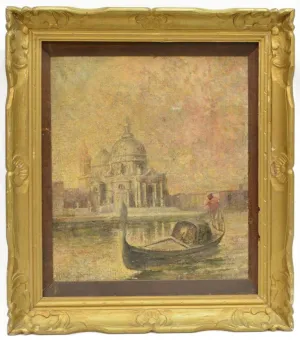 PAINTING, VIEW OF VENICE, GILDED FRAME 19th Century