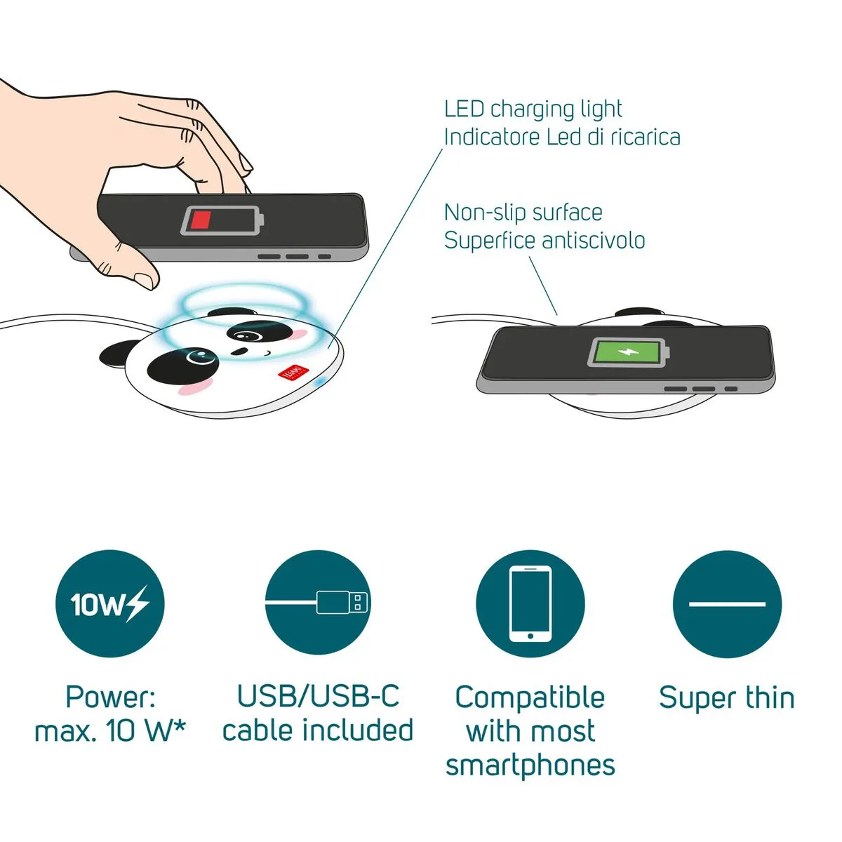 Panda Wireless Portable Charger Super Fast for Phone