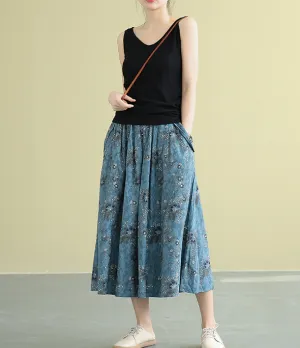 Patterned Casual Cotton loose fitting Women's Skirts DZA2007182