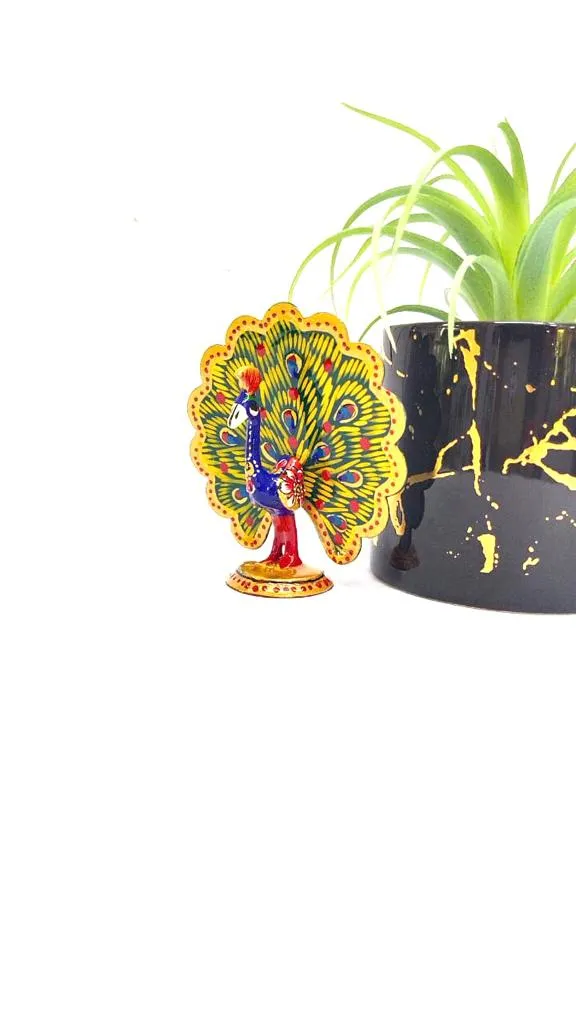 Peacock Meena Handcrafted Enamel Artistic Craftsmanship Collectible From Tamrapatra