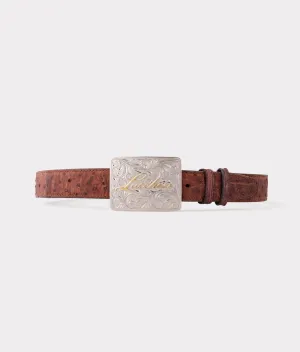 Pecan Full Quill Ostrich Memento Belt :: Tan