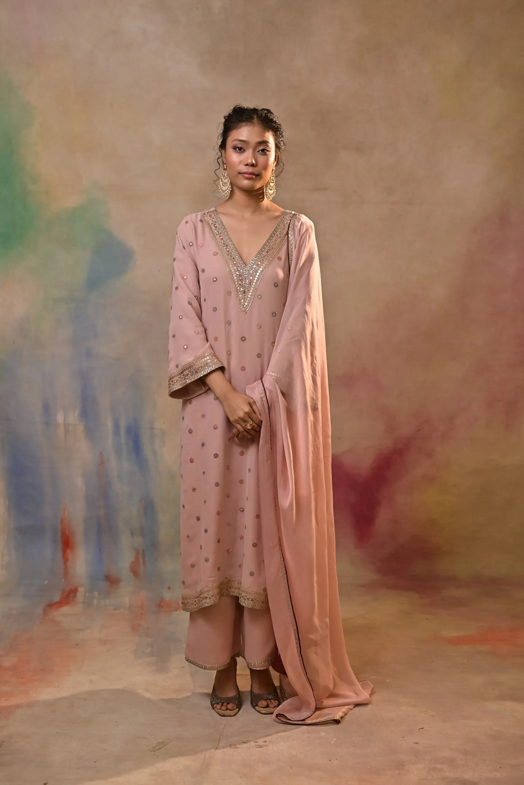 pink sharara set with embellished kameez