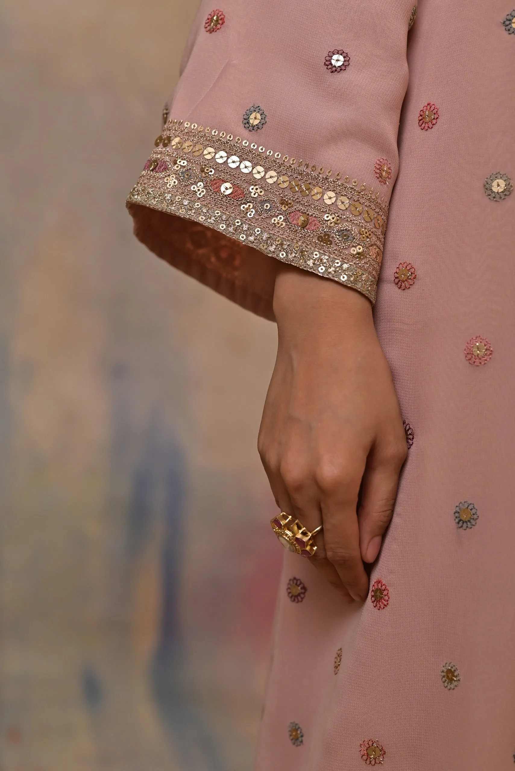 pink sharara set with embellished kameez