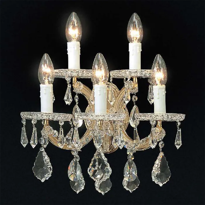 Premium Strass Lead Crystal 5 Light Wall Chandelier