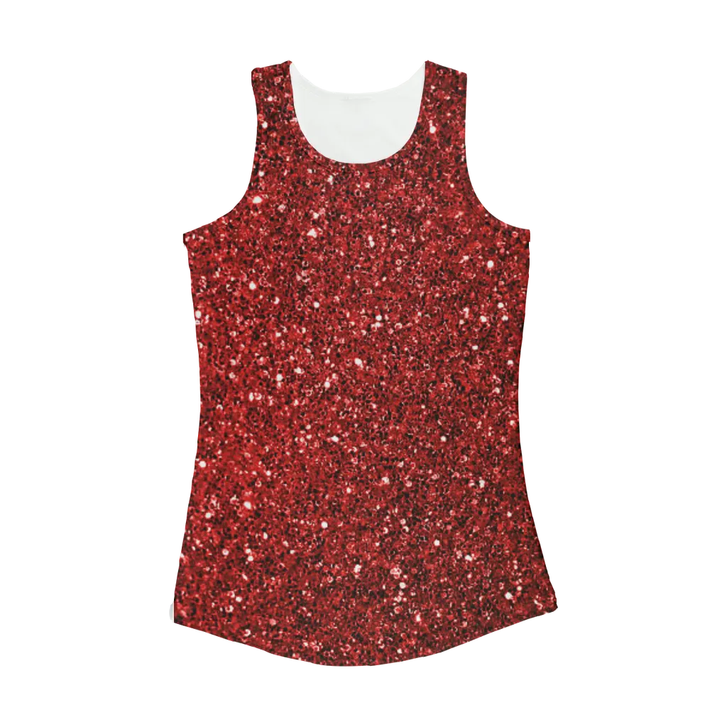 red sparkly Women Performance Tank Top