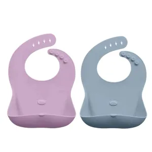 RUBY WRAPP SILICONE BIBS - Grey and Pink Lavender