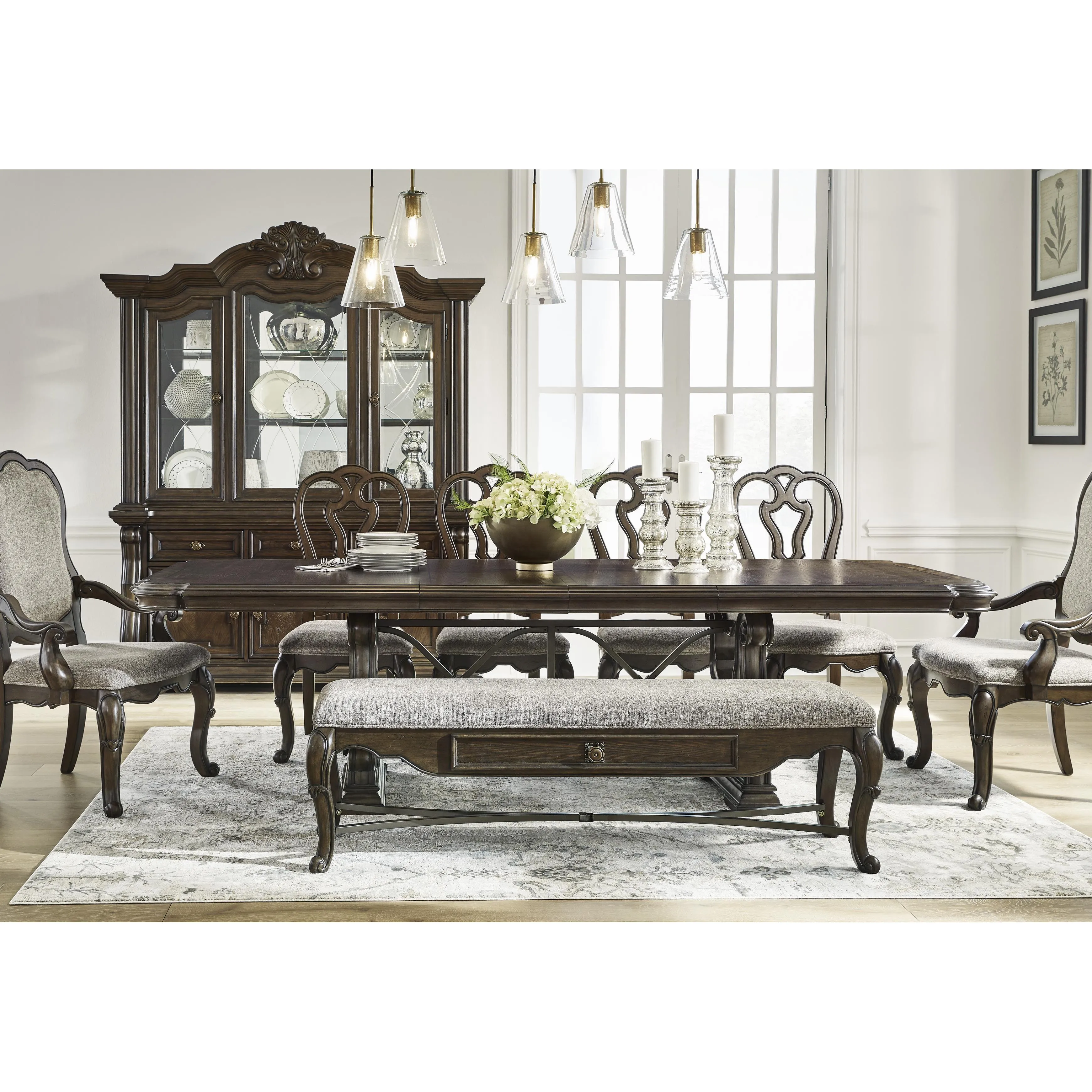 Signature Design by Ashley Maylee Dining Table with Pedestal Base D947-55B/D947-55T