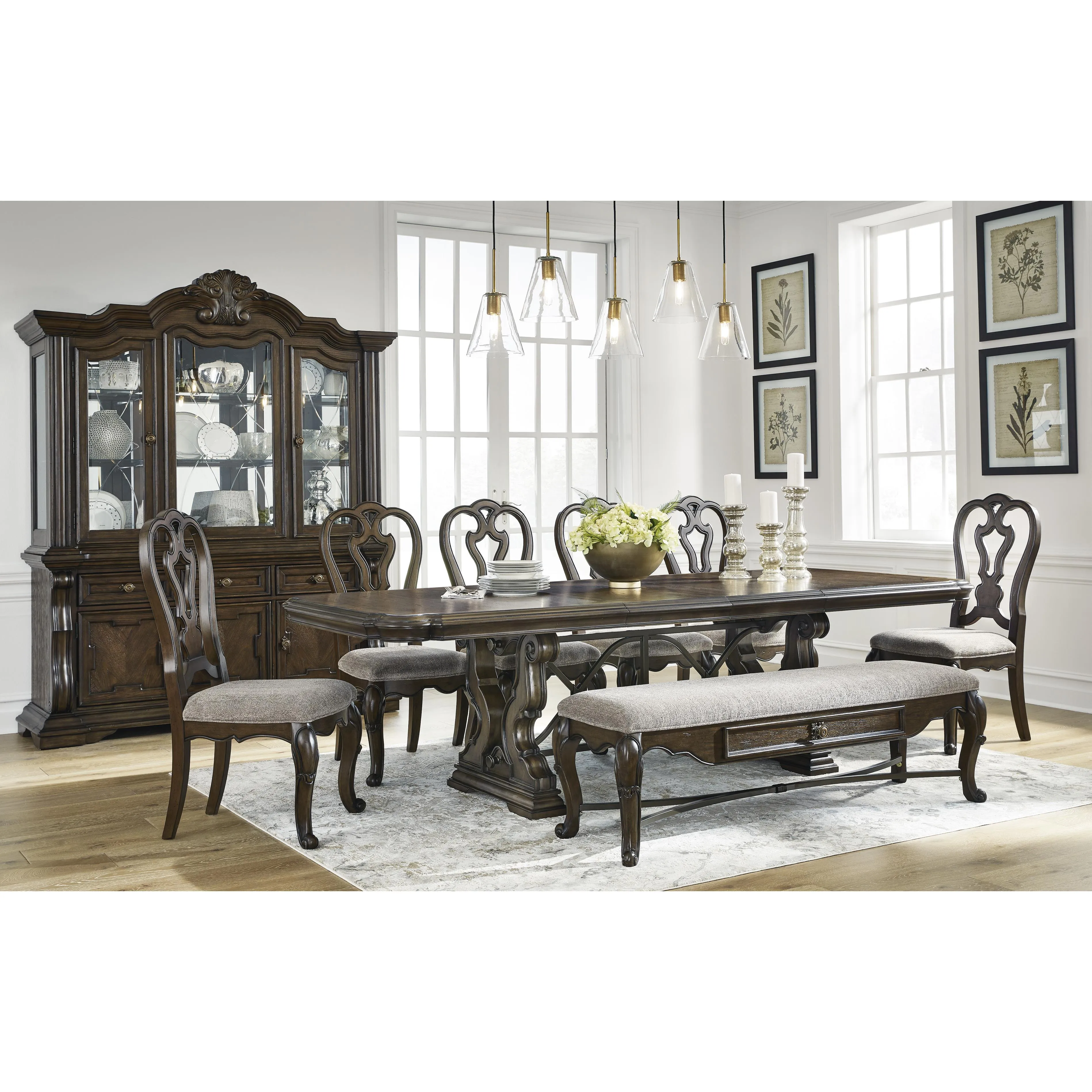 Signature Design by Ashley Maylee Dining Table with Pedestal Base D947-55B/D947-55T