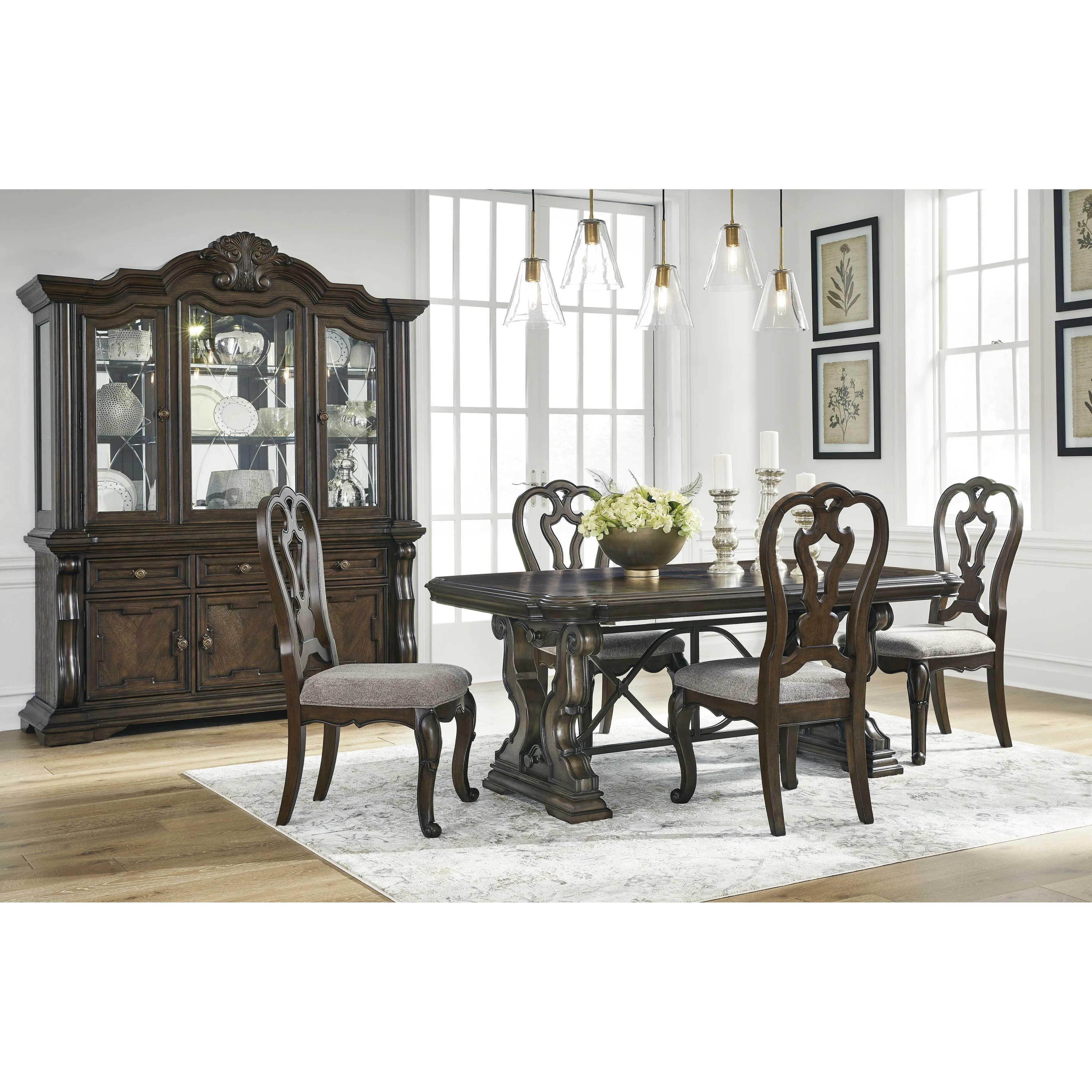 Signature Design by Ashley Maylee Dining Table with Pedestal Base D947-55B/D947-55T