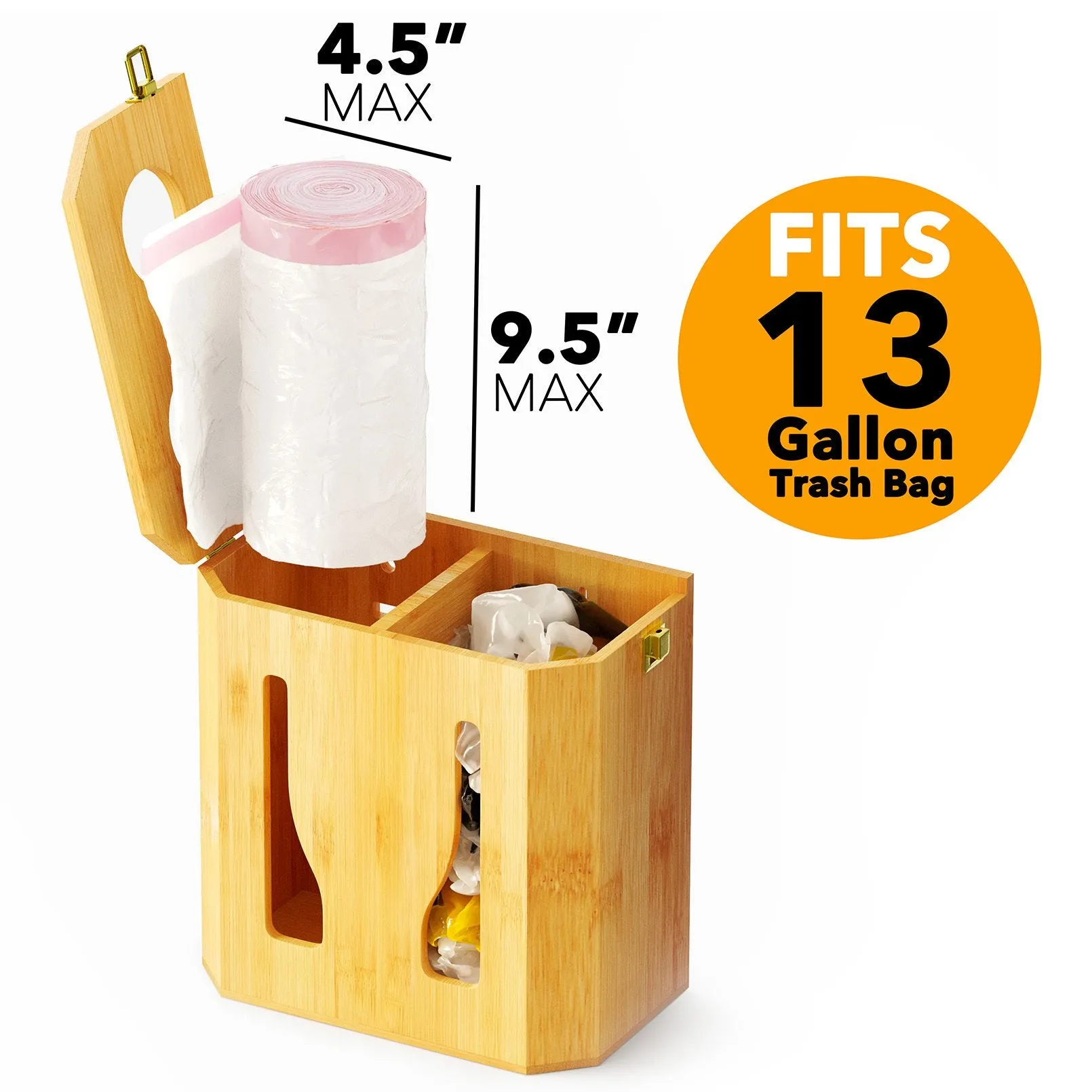 SpaceAid 2 in 1 Bamboo Trash Bag Dispenser & Grocery Bag Holder, Natural