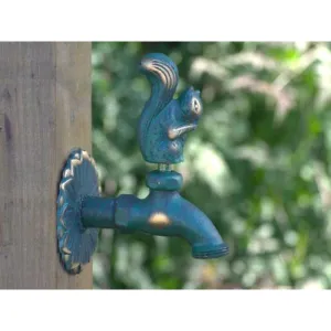 Squirrel Ornamental Verdigris Garden Tap