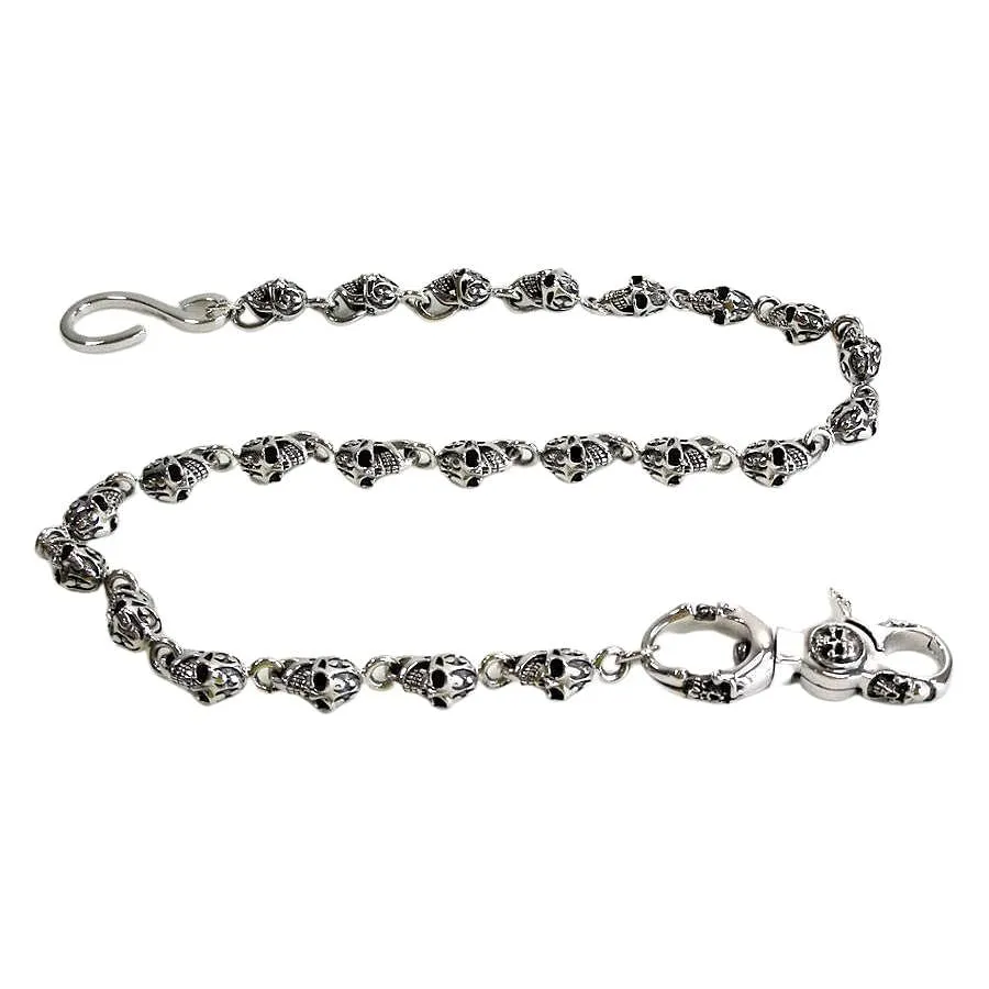 Sterling Silver Slash Skull Wallet Chain