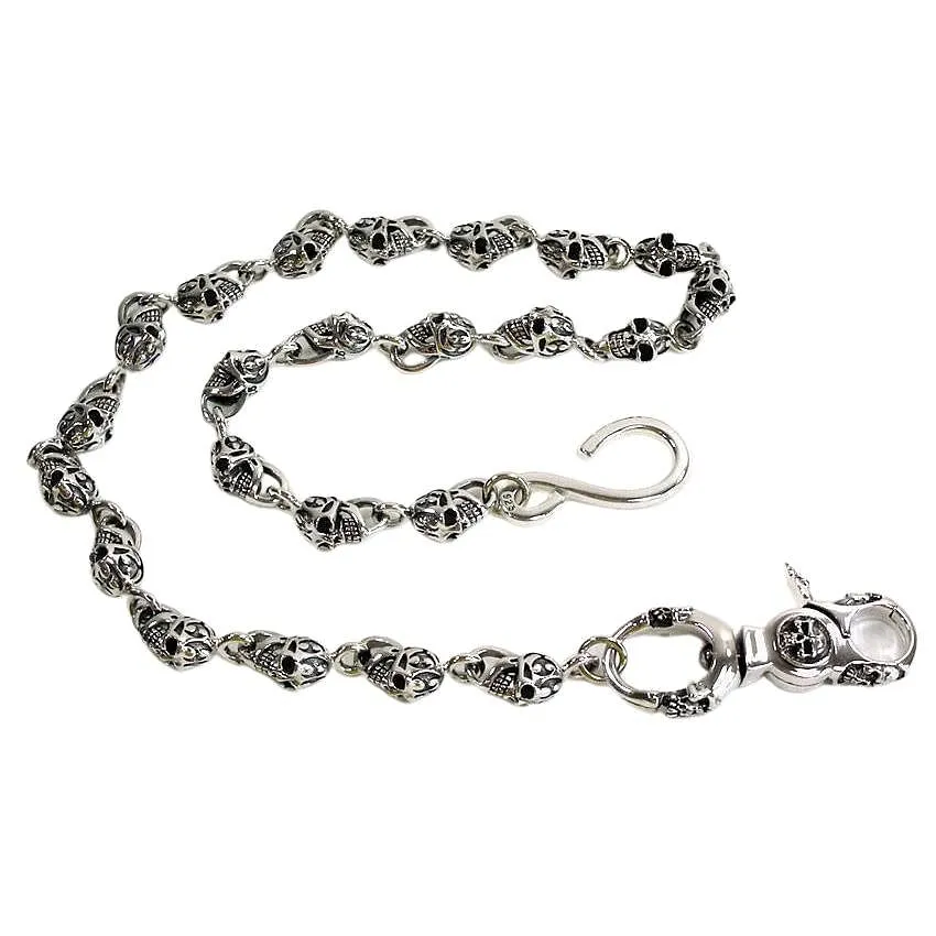 Sterling Silver Slash Skull Wallet Chain