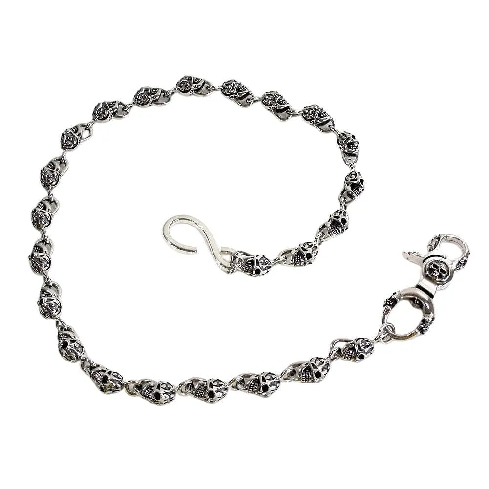 Sterling Silver Slash Skull Wallet Chain